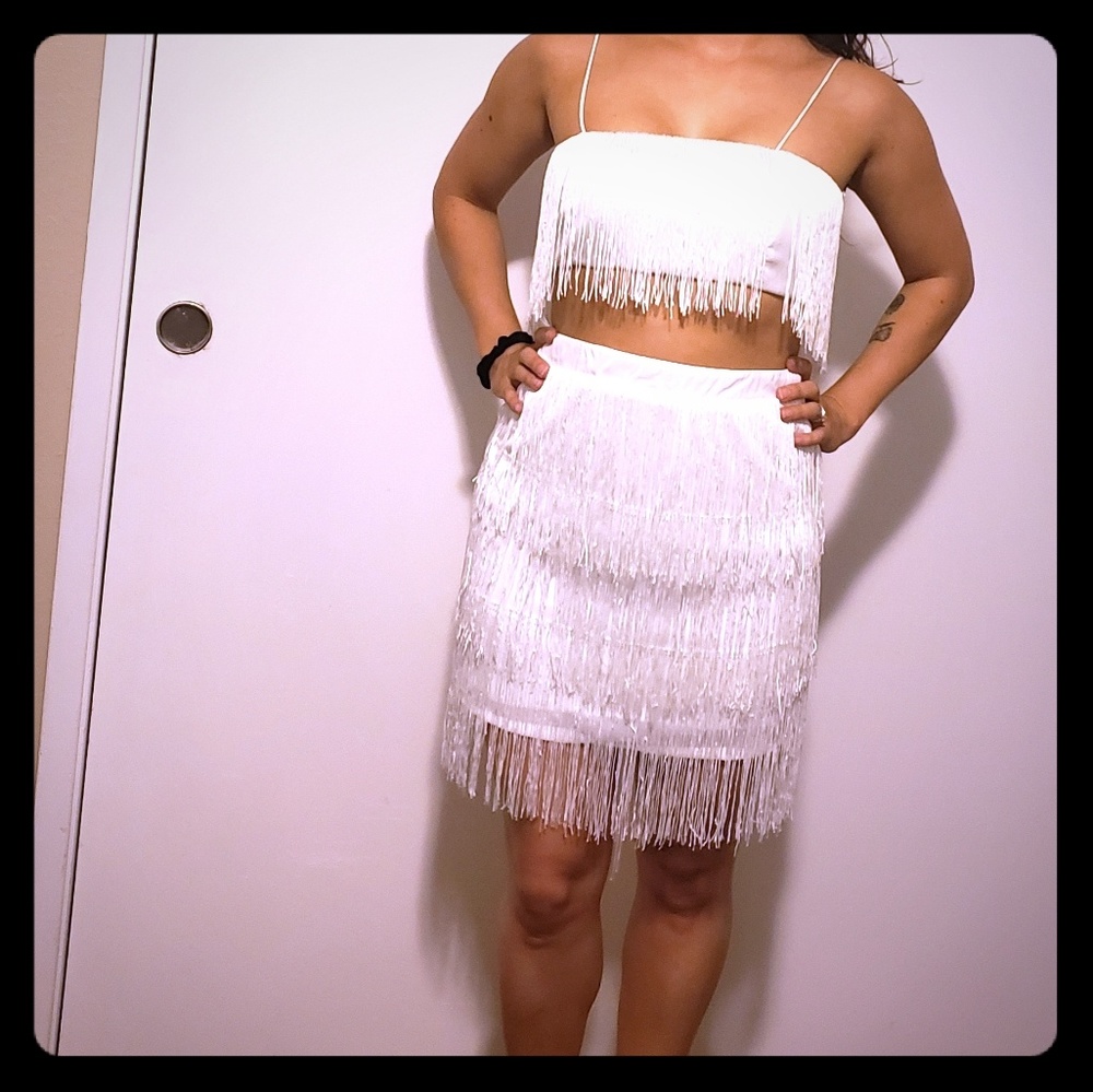 Two piece fringe tassel dress